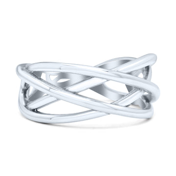 Infinity  X Cross Weave Entangle Band Oxidized Thumb Ring